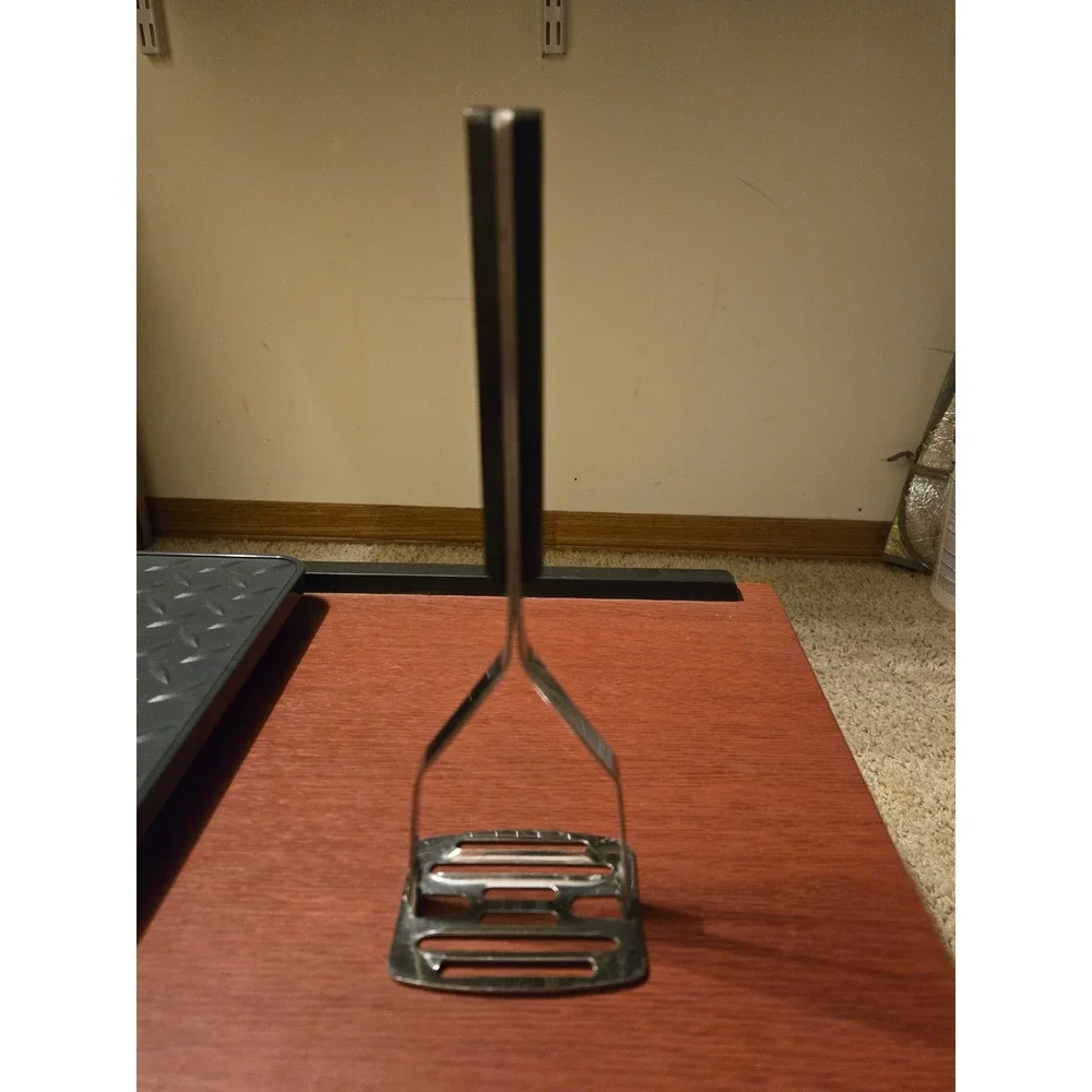 Vintage BI-COR Stainless Steel Potato Masher Black Handle Made in USA